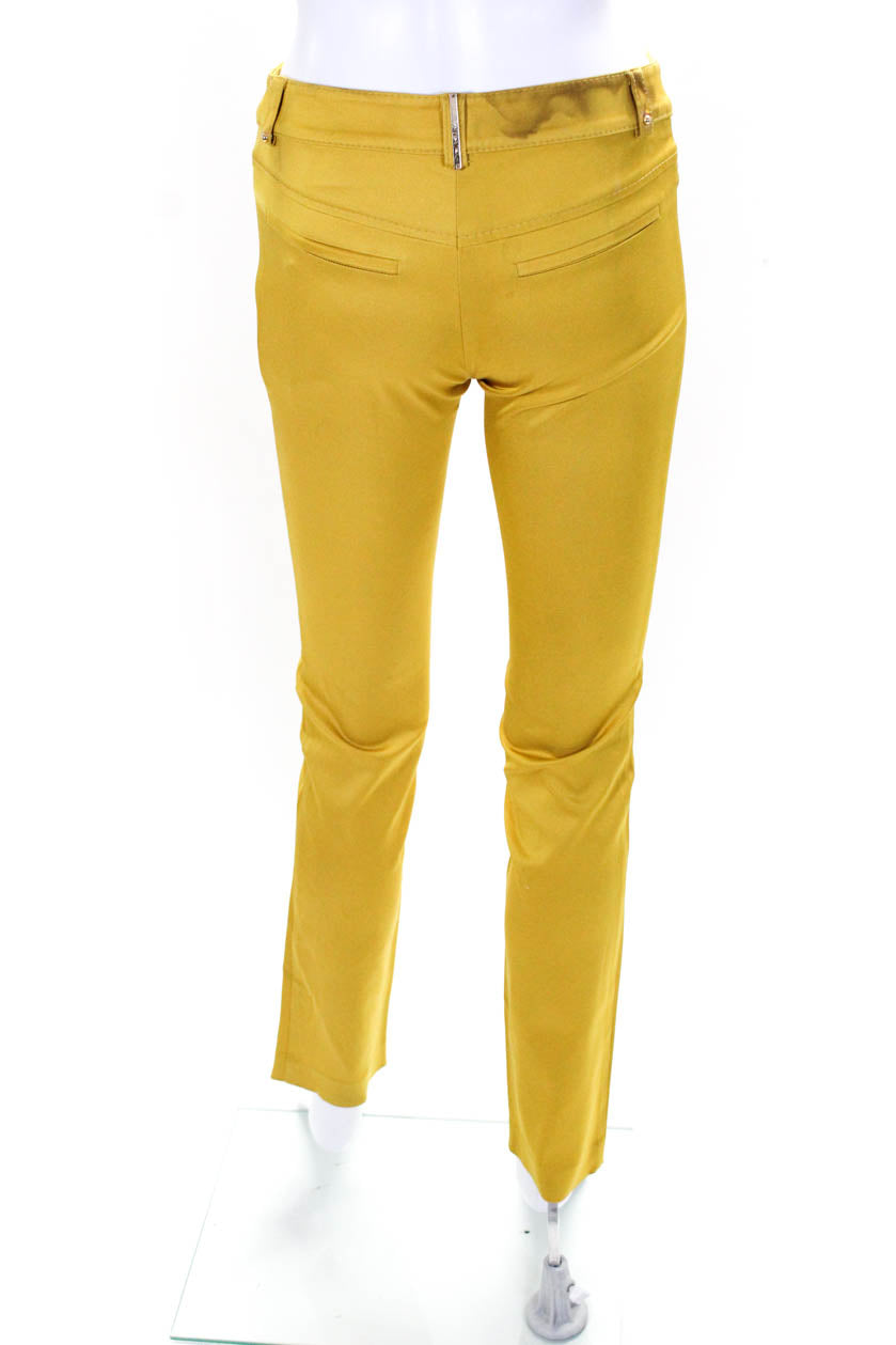 Burnt orange digital printed fine silk straight pants with heavy golde –  Kora India